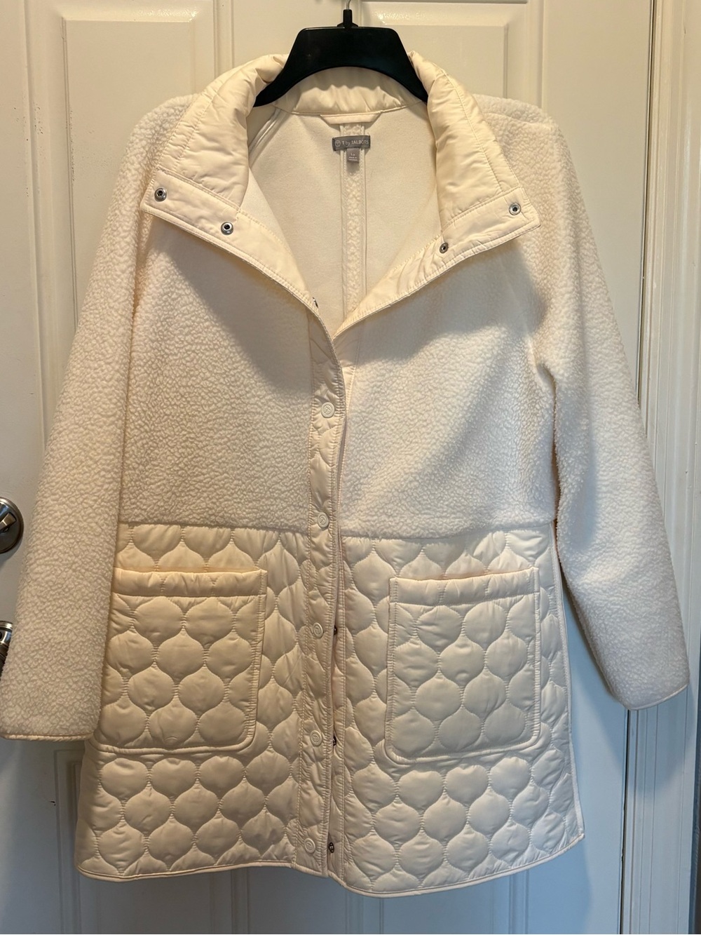 Talbots  Cream Quilted & Sherpa Women's Lightweight Warm Jacket Medium Large